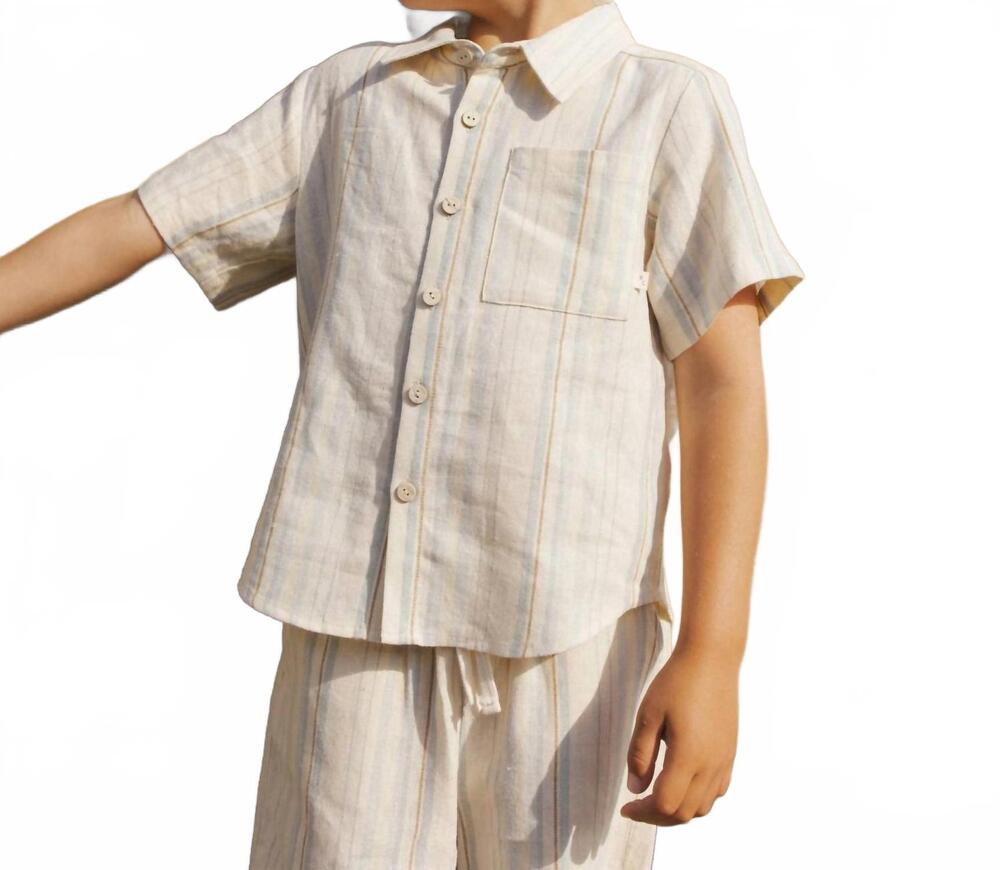 NEW RYLEE + CRU collared short sleeve shirt in sea stripe